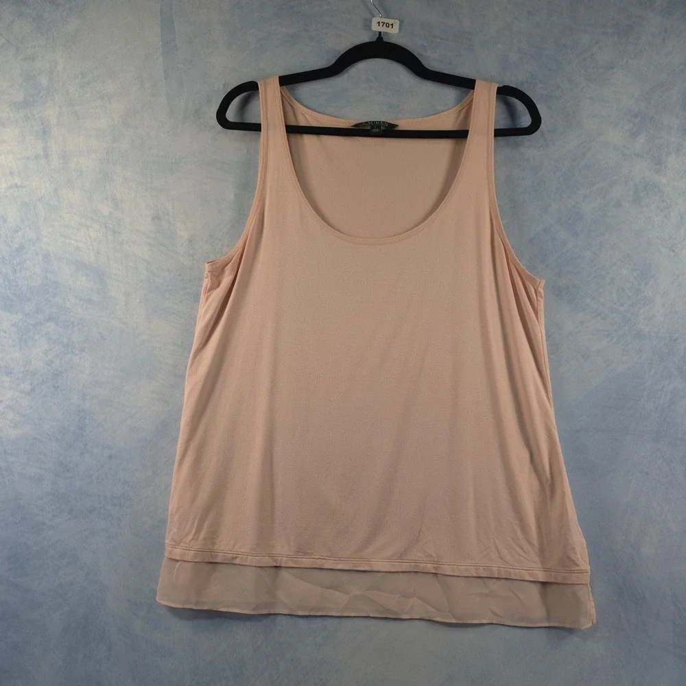 Lauren Ralph Lauren Womens Blush Pink‎ Cardigan and Tank Top Twin Set Size L